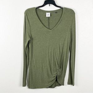 CABI Reveal Style# 3623 Green Knotted Long Sleeves Tee, Size Small